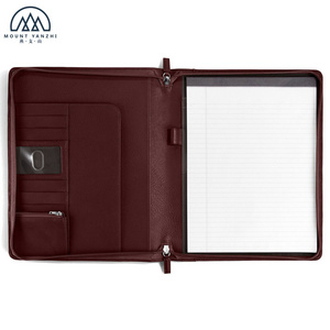 Classic Zippered Closure PU Leather Padfolio Conference Portfolio For Office