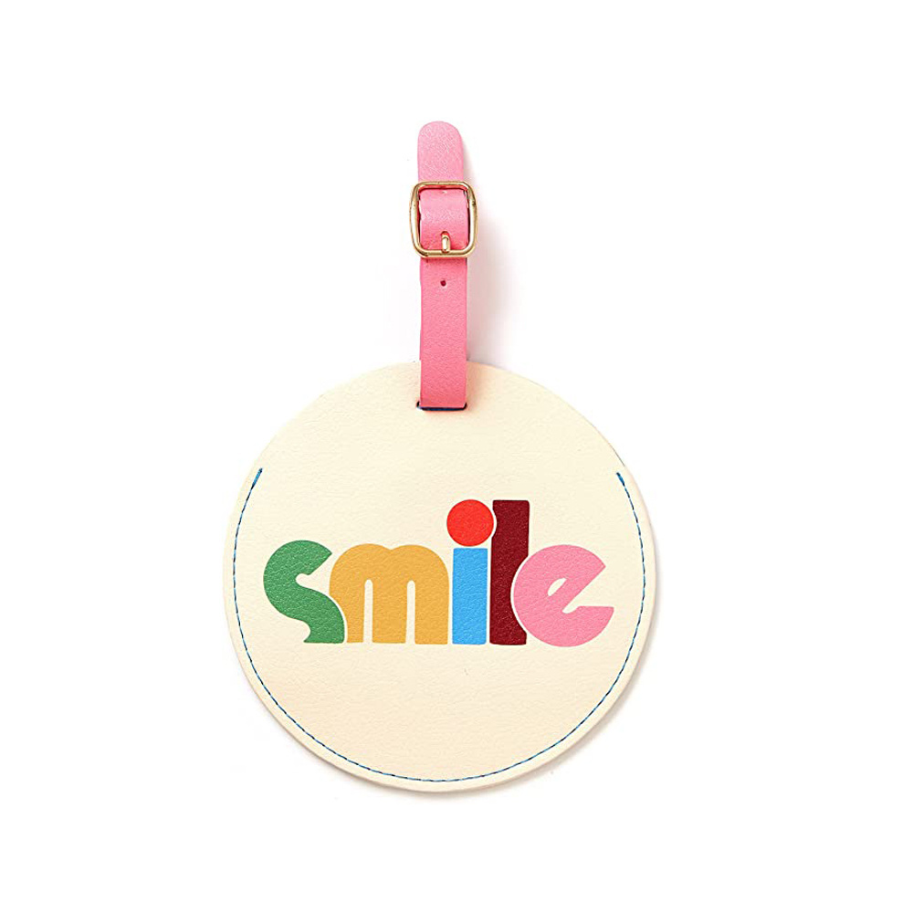 Wholesale Personalised Excellent Design Durable Custom Printed Logo Round Bulk Leather Suitcase ID Tag Airplane Luggage Tags