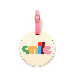 Wholesale Personalised Excellent Design Durable Custom Printed Logo Round Bulk Leather Suitcase ID Tag Airplane Luggage Tags