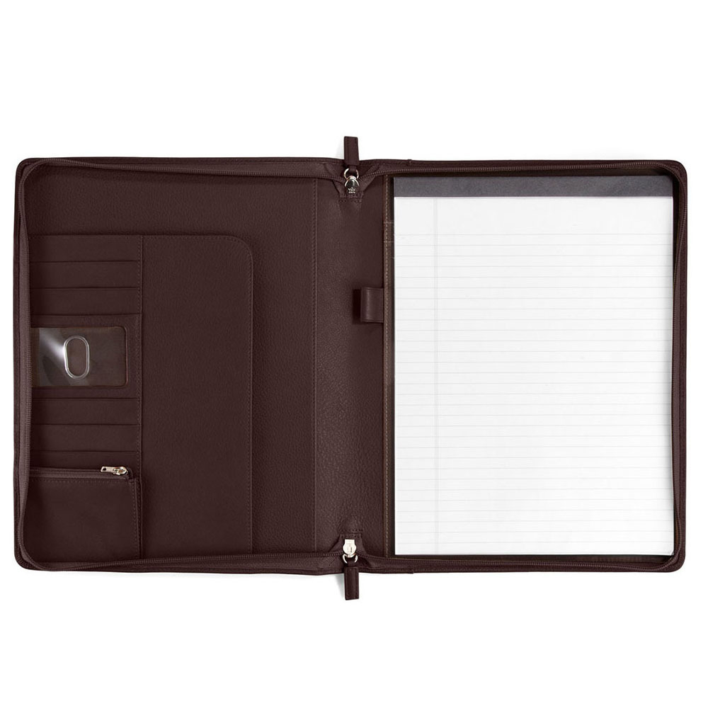 Classic Zippered Closure PU Leather Padfolio Conference Portfolio For Office