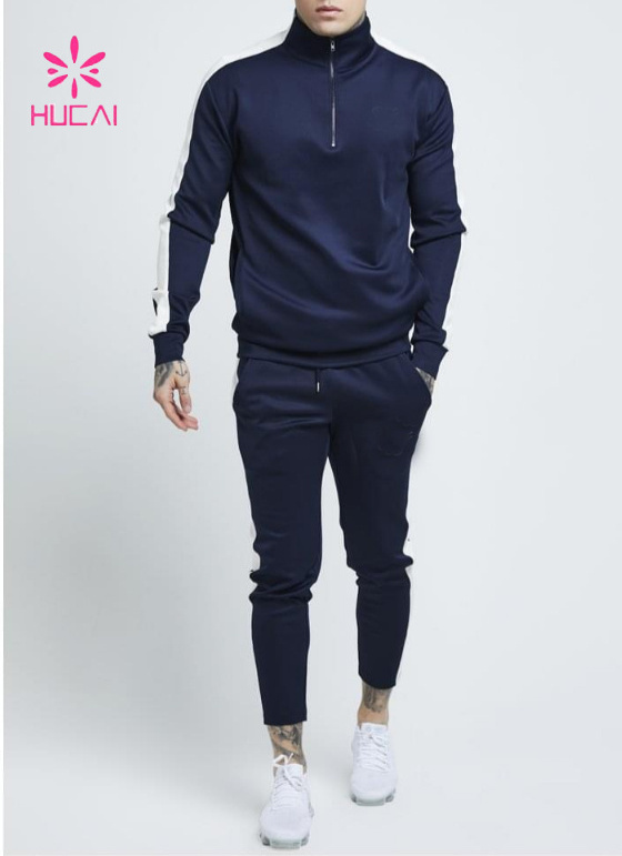 High Quality  Custom Mens Sports Blank  Plain slim fit velour hoodies sweatshirts Tracksuit