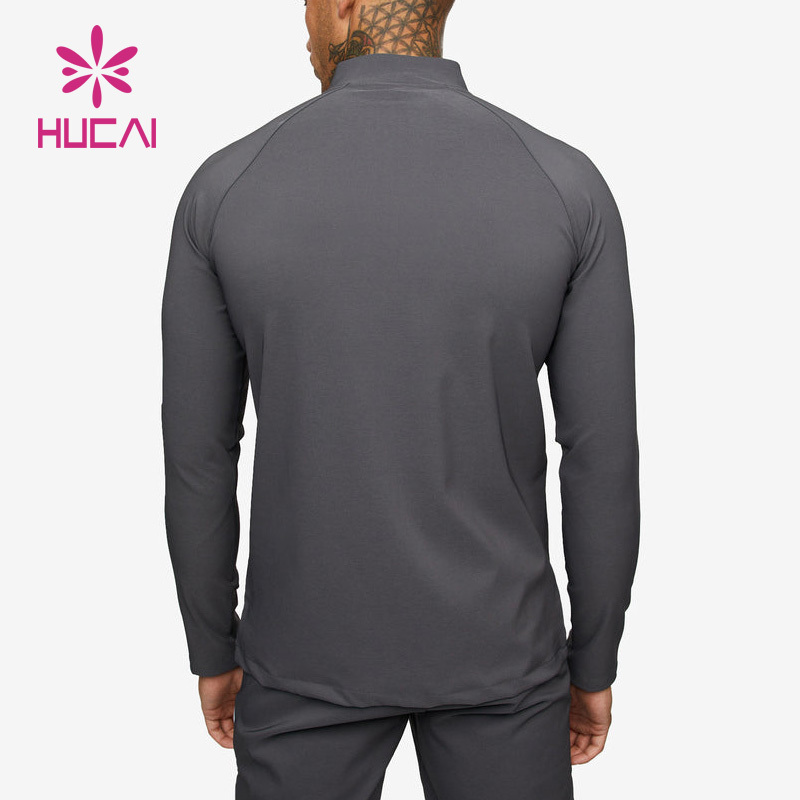 Customize Outdoor Workout Sports Wear Slim Fit 1/4 Quarter Zip Top Long Sleeve Jogging Track Top Men compression gym Shirt