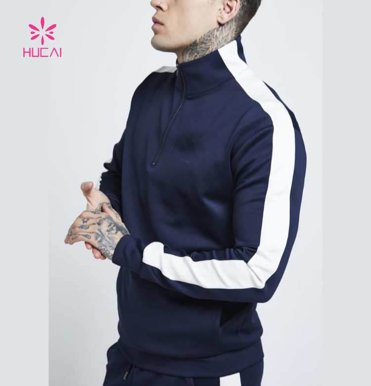 High Quality  Custom Mens Sports Blank  Plain slim fit velour hoodies sweatshirts Tracksuit