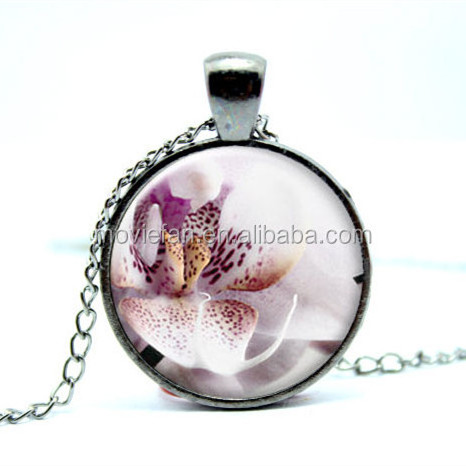 Orchid Pendant Jewelry Flower Necklace Sister Gift For Mom Grandmother