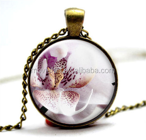 Orchid Pendant Jewelry Flower Necklace Sister Gift For Mom Grandmother