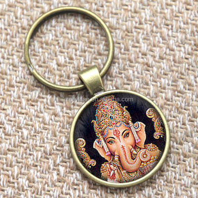 Indian God keyring, Handmade Lord Ganesha Pendant Hindu Ganesh God keyring elephant Gift glass photo keyring