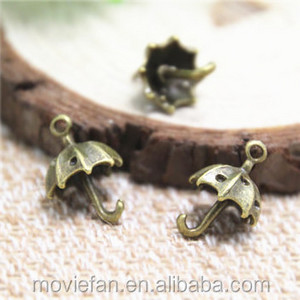 opened umbrella Charms Antique bronze Tone 3D opened umbrella charm pendants 12x18mm