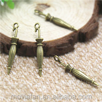 Umbrella Charms Antique Tibetan Bronze 3D Umbrella Charm Pendant 35x6mm