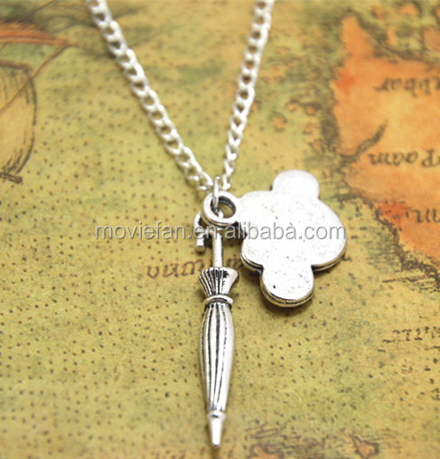 Umbrella necklace Cloud Charm pendant Rain Weather Clouds jewelry