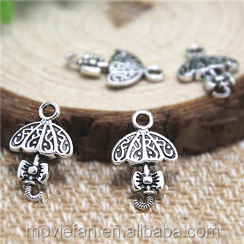 flower bow umbrella charms Antique silver tone umbrella Charm Pendant 21x13mm