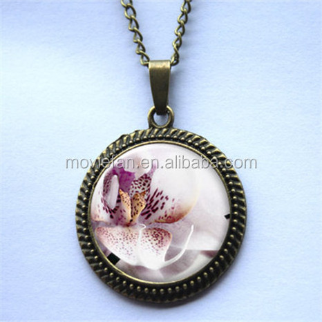 Orchid Pendant Jewelry Flower Necklace Sister Gift For Mom Grandmother