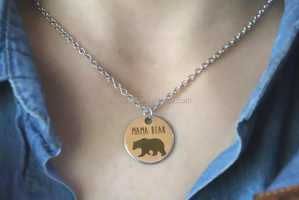 Mama bear necklace mother's day gift baby shower gift silver tone