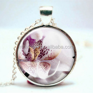 Orchid Pendant Jewelry Flower Necklace Sister Gift For Mom Grandmother