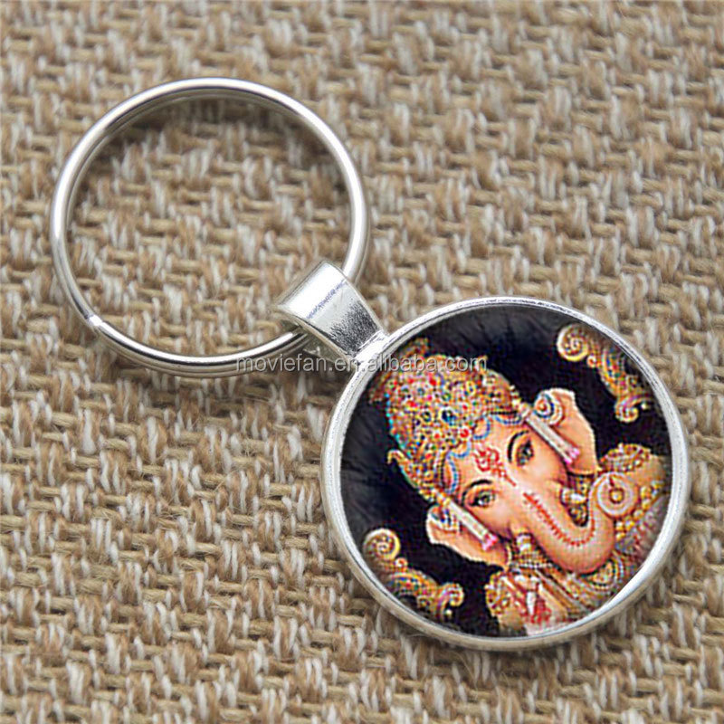 Indian God keyring, Handmade Lord Ganesha Pendant Hindu Ganesh God keyring elephant Gift glass photo keyring