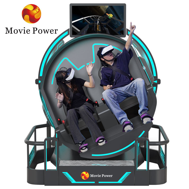 VR 360 Flying Cinema 2 Seats 9D VR Roller Coaster Simulator 360 Degree Rotation VR Game Machine