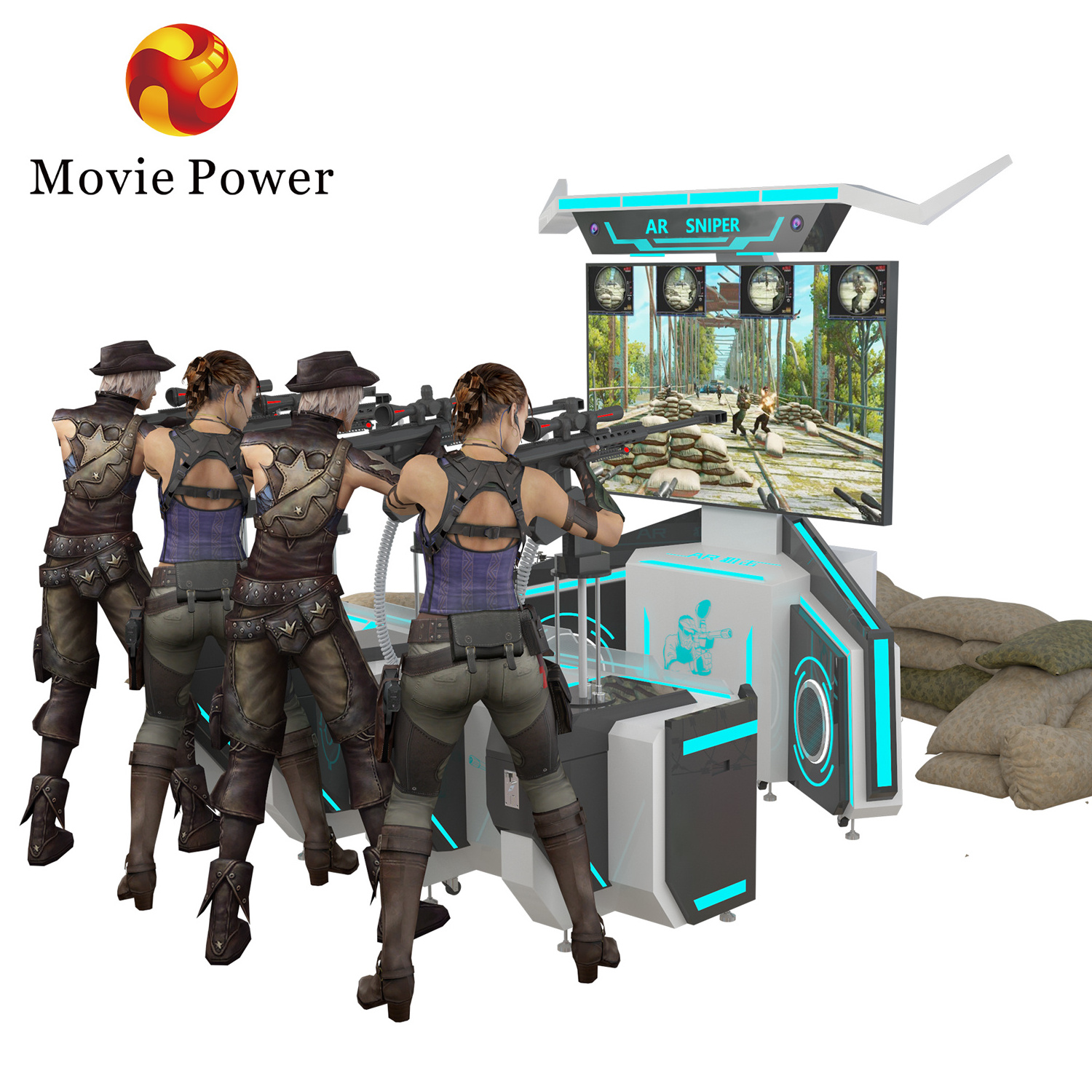 AR Multiplayer shooting arcade game machine Shooting Zombies Arcade Game Gun hunting simulator