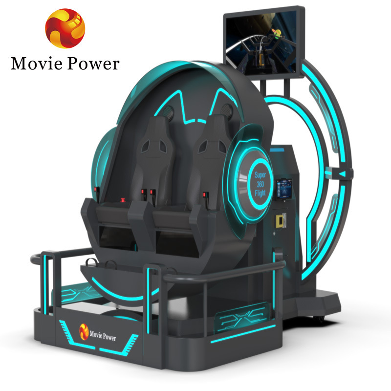 VR 360 Flying Cinema 2 Seats 9D VR Roller Coaster Simulator 360 Degree Rotation VR Game Machine