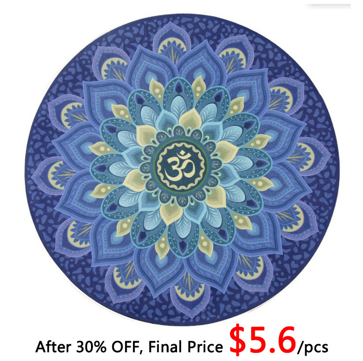 Custom Full Color Printed Suede Microfiber Rubber Round Yoga Mat