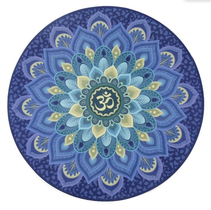 Custom Full Color Printed Suede Microfiber Rubber Round Yoga Mat