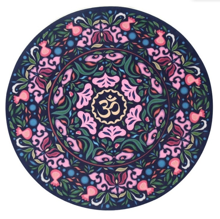 Custom Full Color Printed Suede Microfiber Rubber Round Yoga Mat