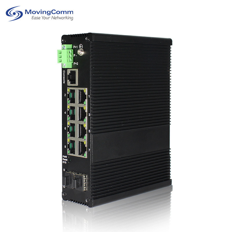 8 Port Full Gigabit Industrial Managed Poe Ethernet Switch With 2 Sfp Fiber Optic Din Rail Network Switches 24V/48V Poe Switch