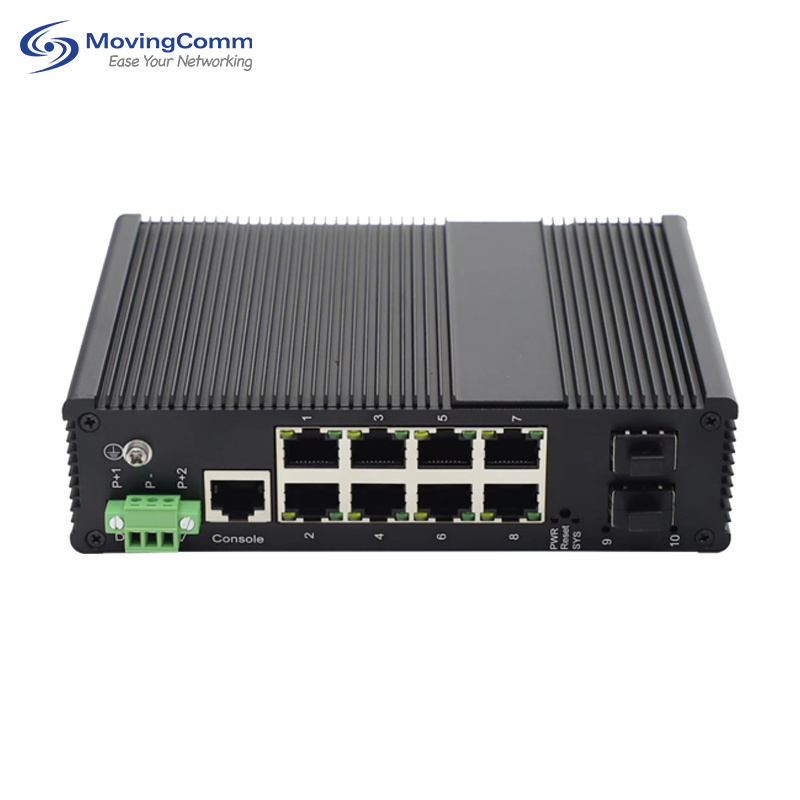 8 Port Full Gigabit Industrial Managed Poe Ethernet Switch With 2 Sfp Fiber Optic Din Rail Network Switches 24V/48V Poe Switch