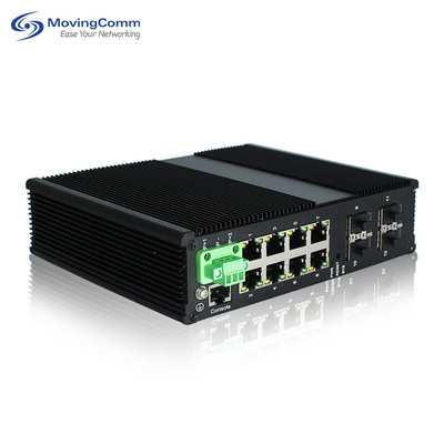 Oem Odm Industrial Din Rail Optical Ethernet Gigabit Switch 8 Gbe Port Network L2 L3 Managed Switch With 4 10G Sfp Fiber Slot