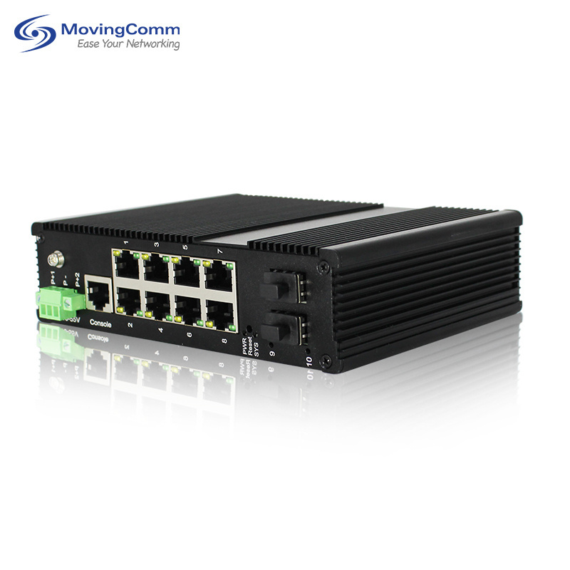 8 Port Full Gigabit Industrial Managed Poe Ethernet Switch With 2 Sfp Fiber Optic Din Rail Network Switches 24V/48V Poe Switch