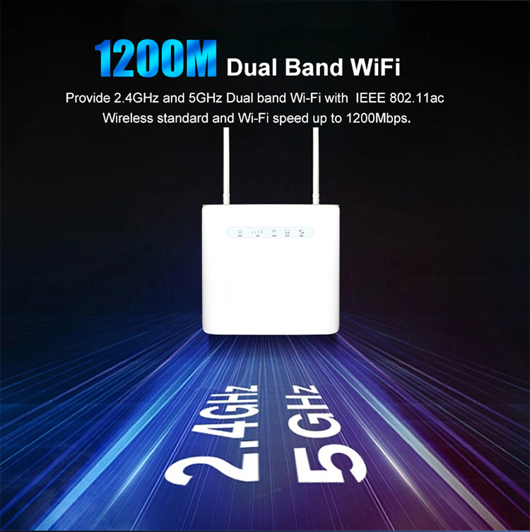 Cheap Price Mobile 1200Mbps Internet Bonding Simcard Cellular Routers Gsm Gprs Sim CPE 4G Lte Cat4 Modem Wireless 4G Wifi Router