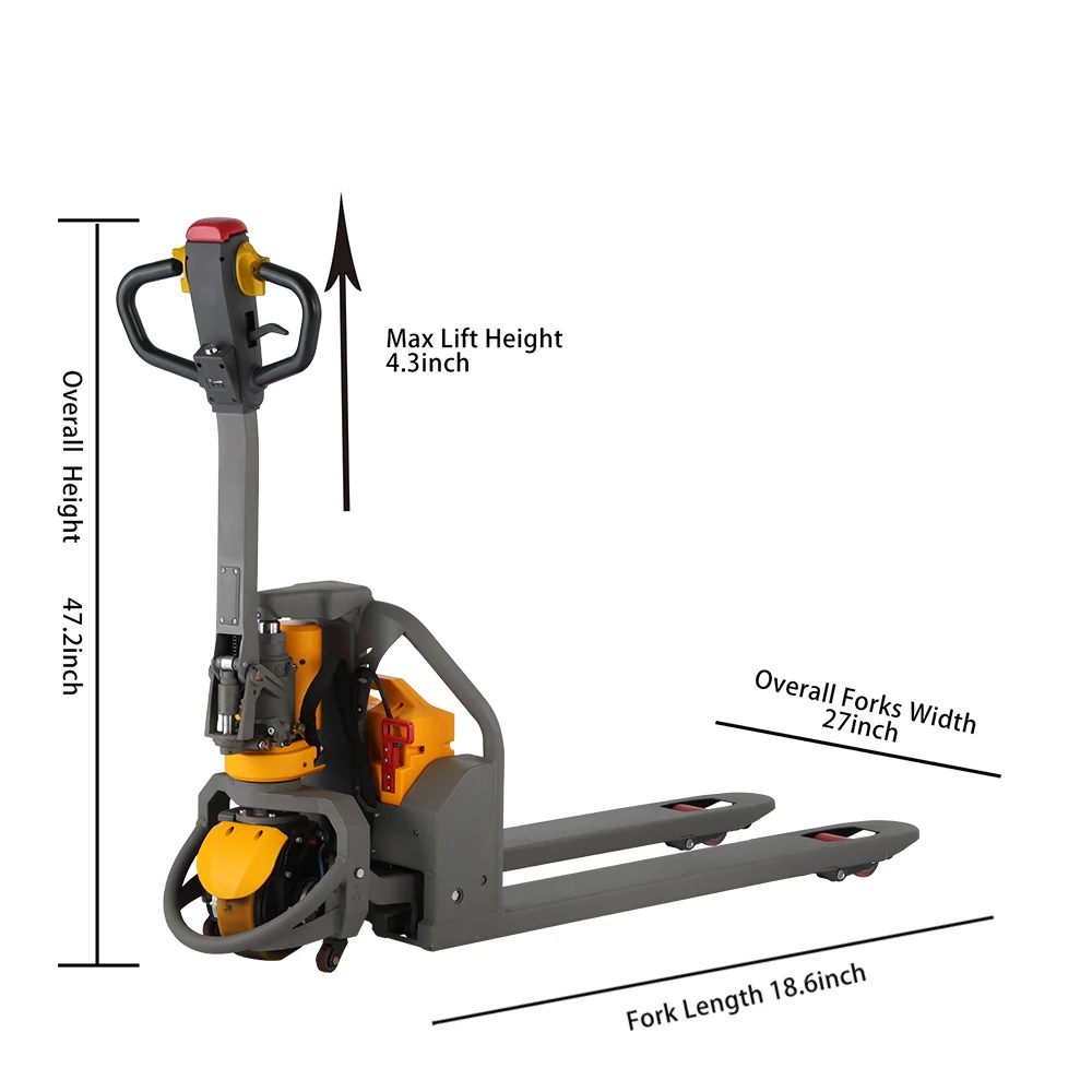 Full Li-ion Battery Electric  Pallet Truck 1500 kg 1.5 ton Electric Pallet Jack with Lift Height 110 mm