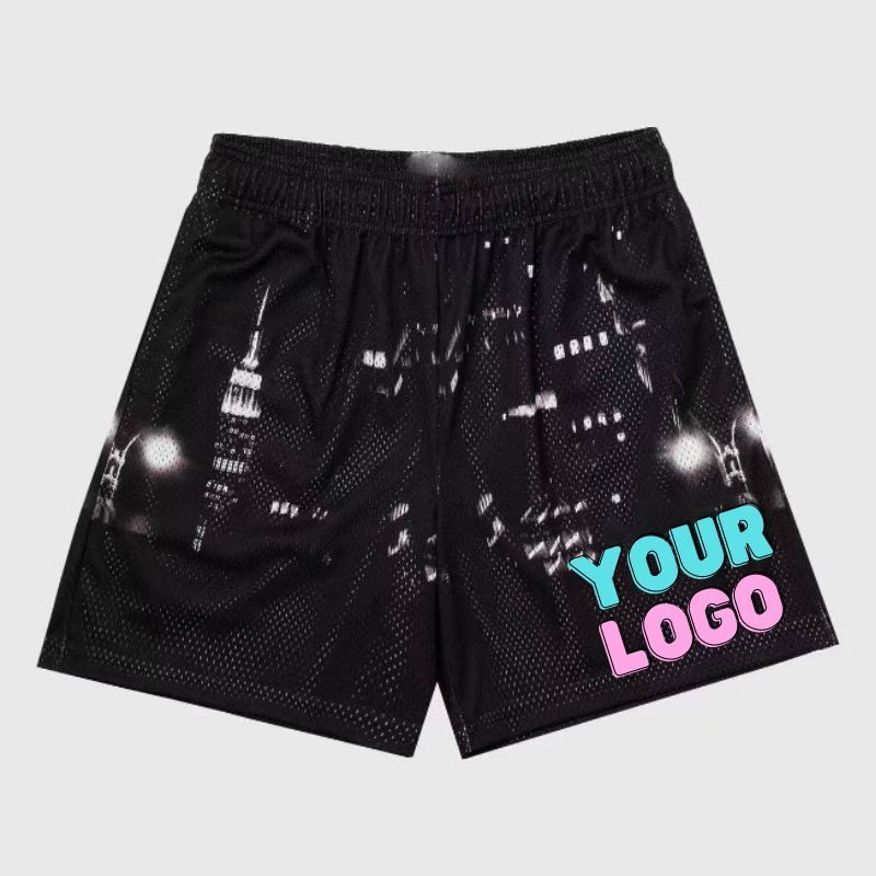 Customized Logo Unisex short shorts Summer orange and black shorts Trunk Streetwear blank basketball shorts wholesale