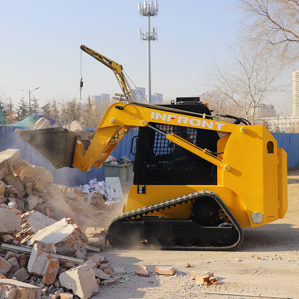 Hot Sale loader 800kg wheel track skid steer loader with mulcher trencher rock saw sweeper snow blower auger hammer