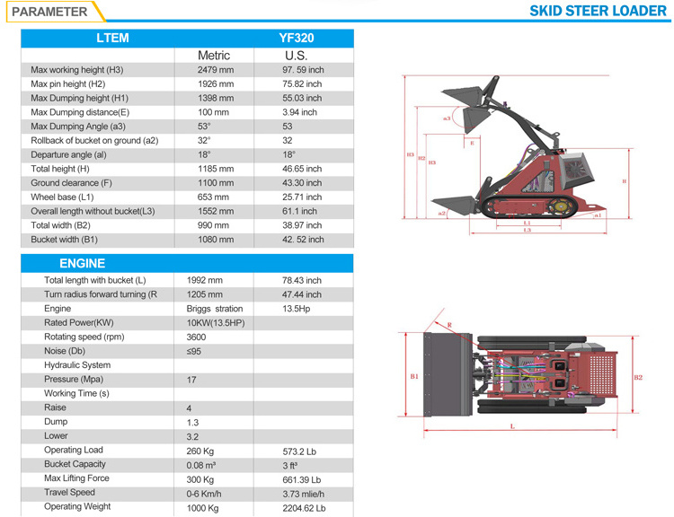 Mini crawler compact skid steer loader China high quality 23hp mini skid steer loader with attachment