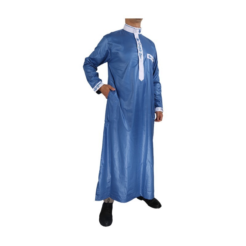 2024 Promotional Model Sudan Muslim Abaya Thobe For Men Robe Arabian Clothing New Design Men Embroidery Thobe