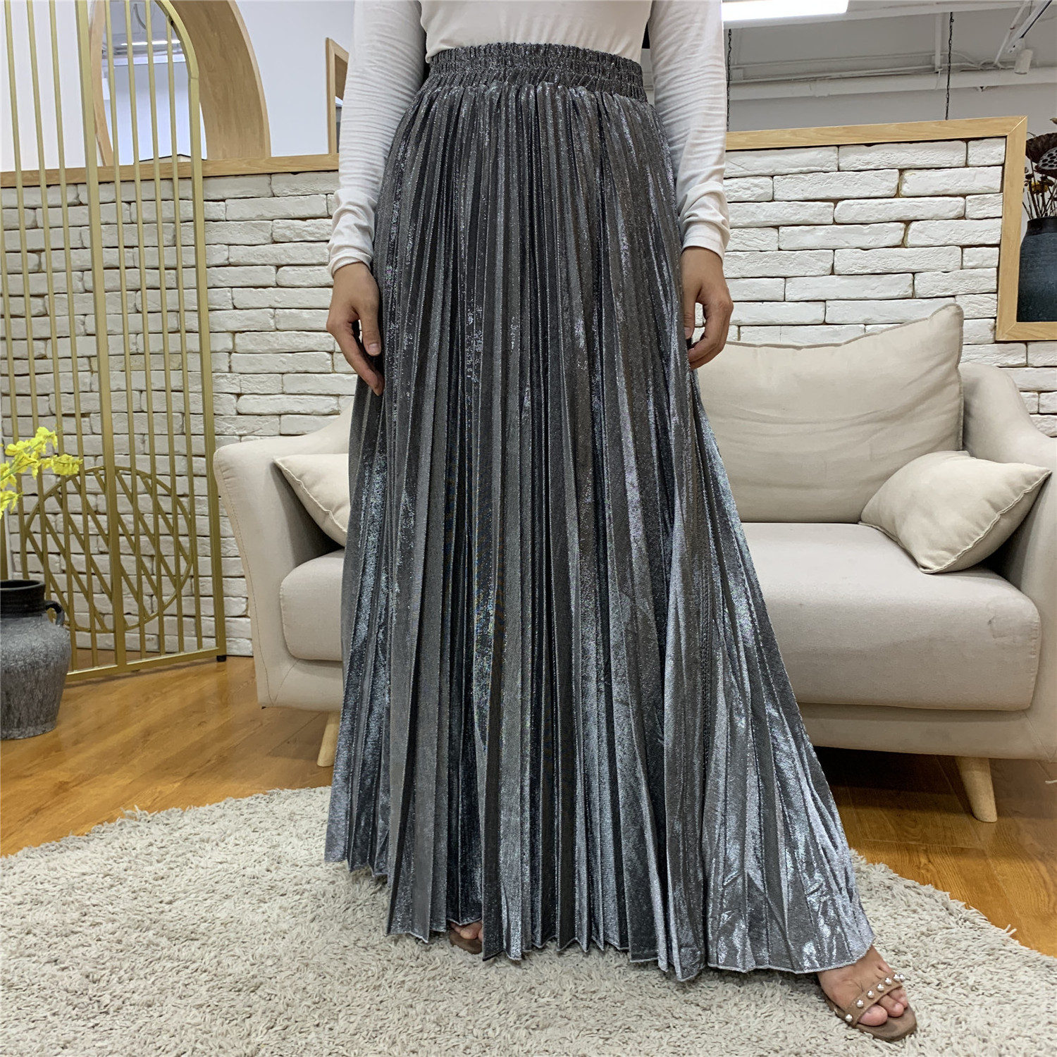 Wholesale Fashion Beautiful Knit Material Skirts For Muslim Women Turkish Latest Islamic Lady Half Long Skirts