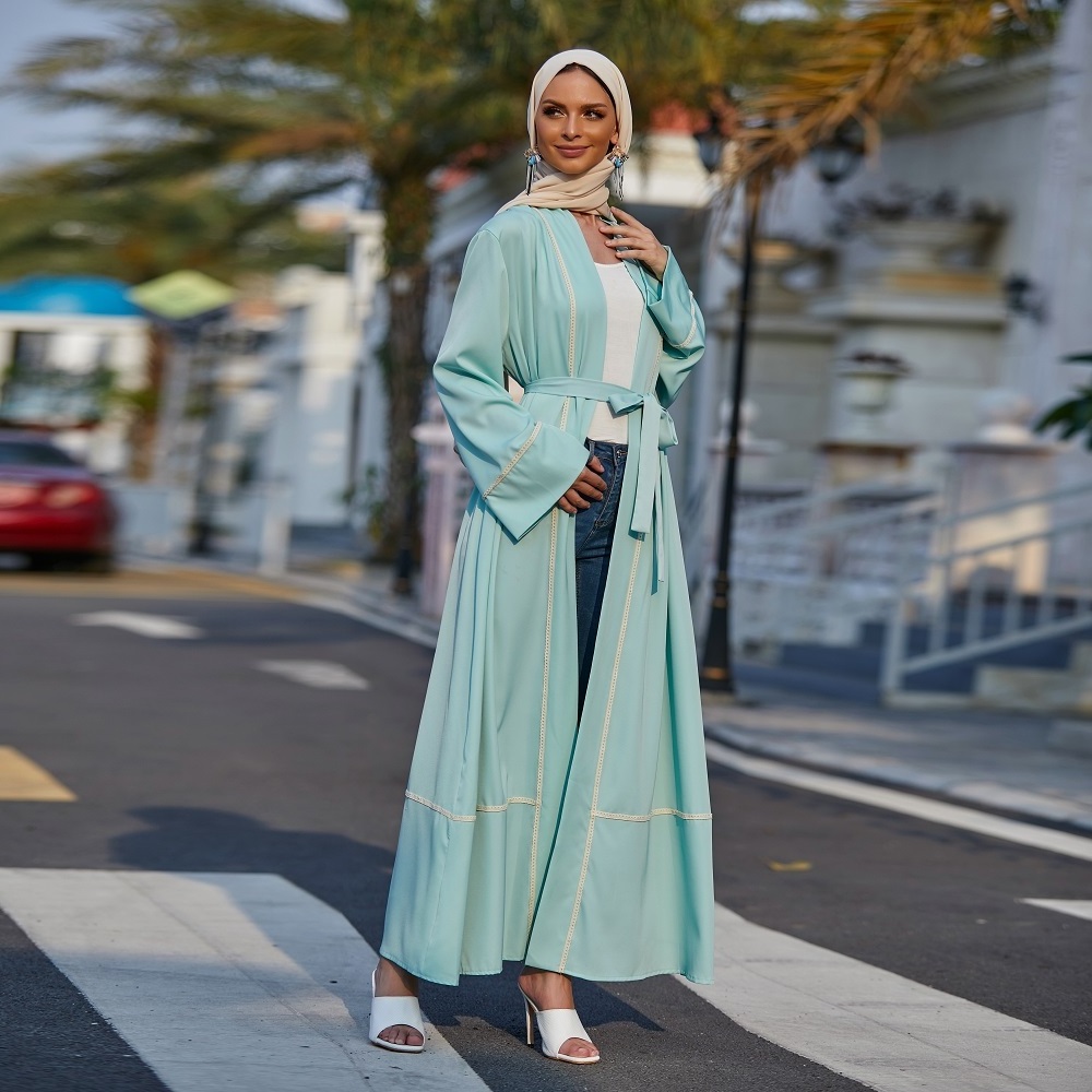 Arab Turkish Jilbab Dubai Long Muslim Women Islamic Dresses Plain White Color Latest Designs Pray Simple open Abaya