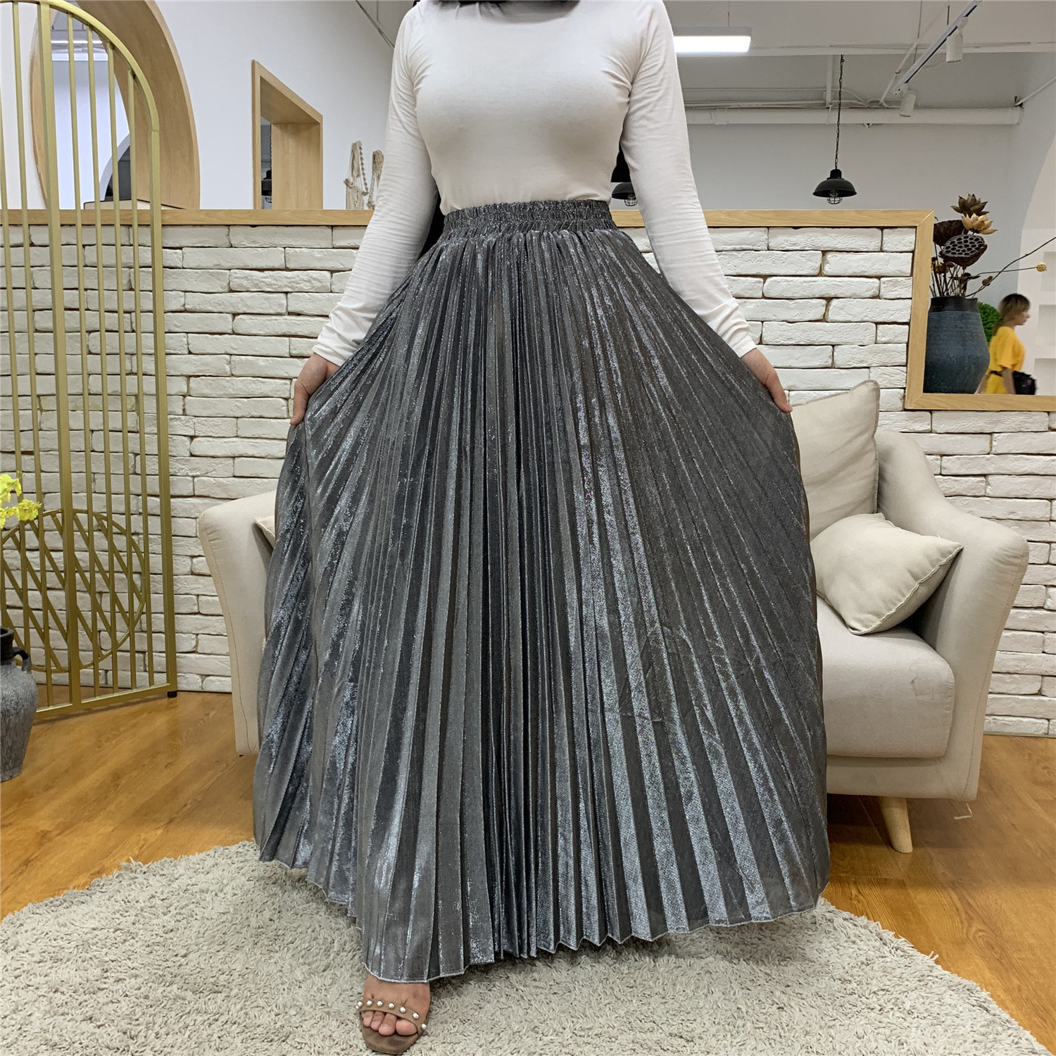 Wholesale Fashion Beautiful Knit Material Skirts For Muslim Women Turkish Latest Islamic Lady Half Long Skirts