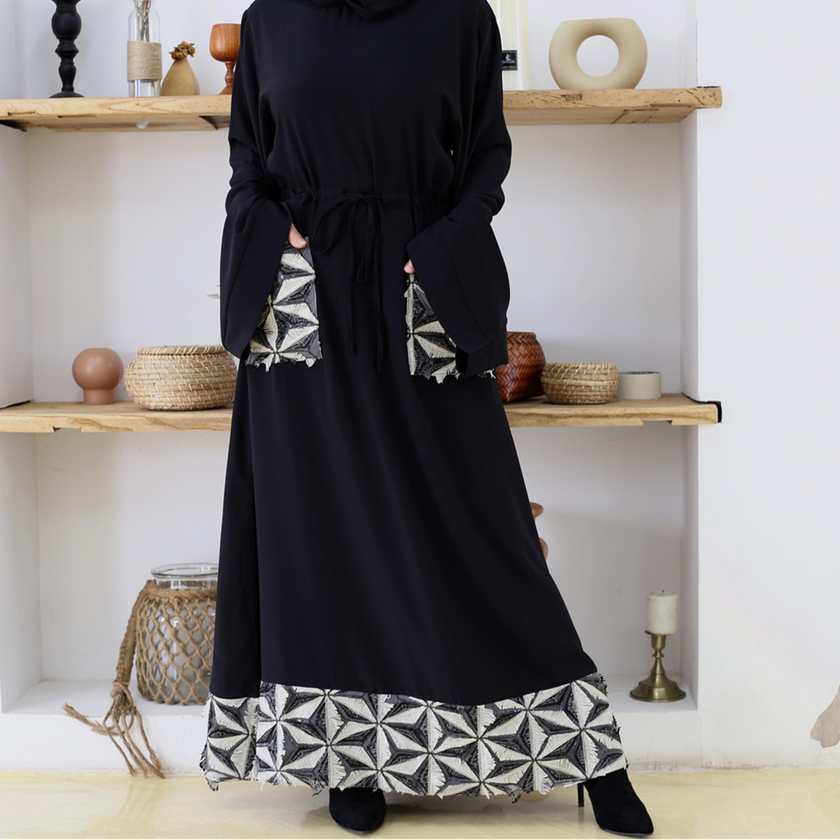 High Quality Korea Nida Abaya for Women  Nude Color Nida Dress Loose Sleeve Closed Abaya Kimono Islamic Dress