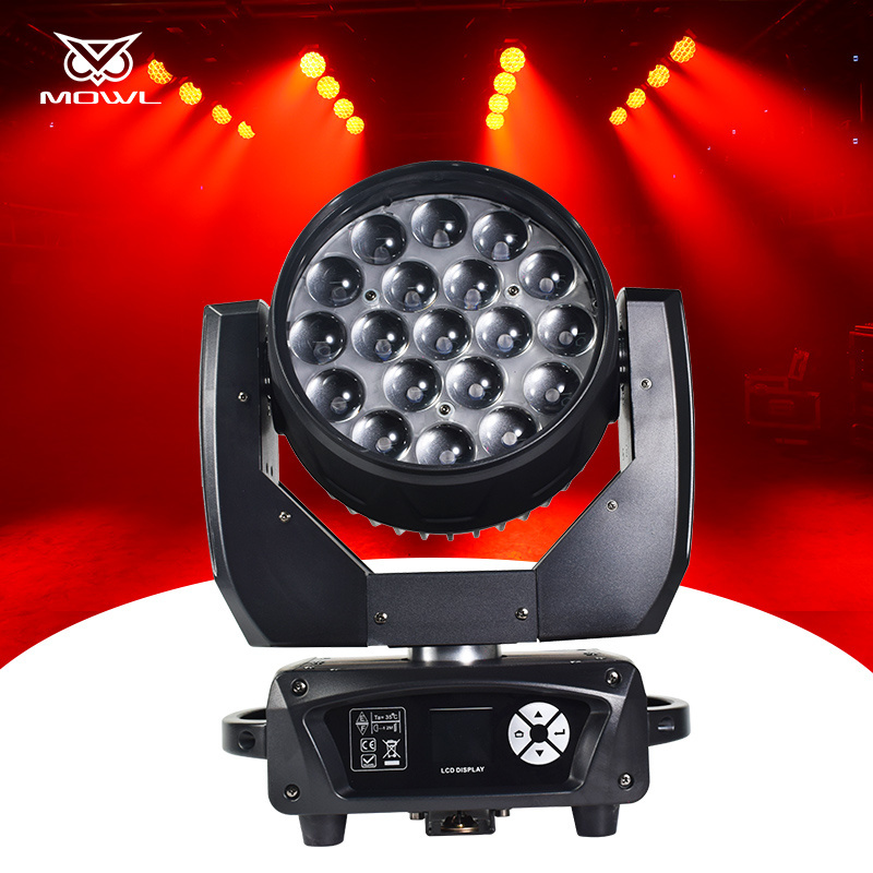 2pcs 19x15w DMX RGBW 4in1 Zoom Wash LED Moving Head Light With Flight Case