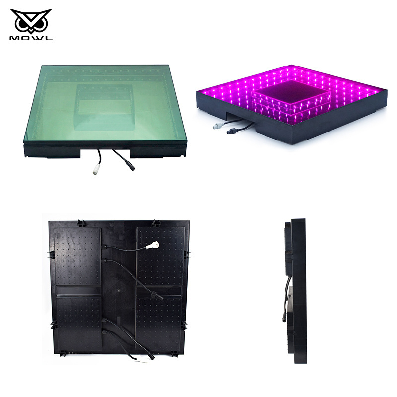 Decoration DMX Interactive Dance Hollow Square 3D Infinity Mirror LED Dance Floor Light for Kid Games