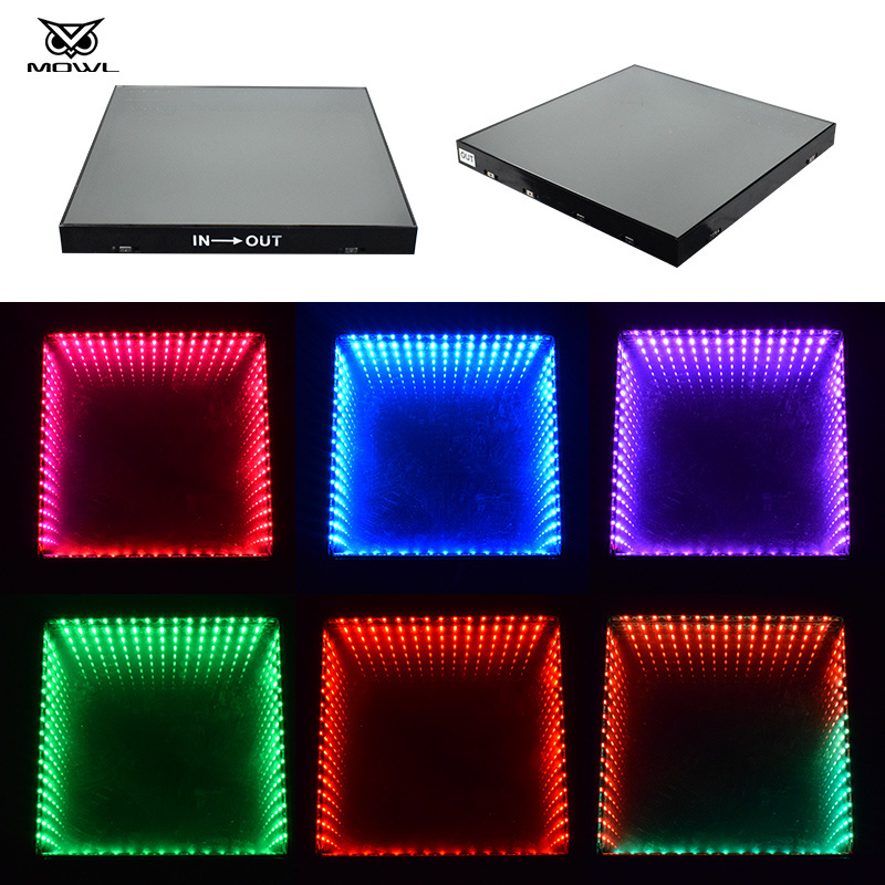 Tempered Glass Illuminated DMX Infinity Mirror 3D Effect LED Dance Floor Light for Wedding Events Show