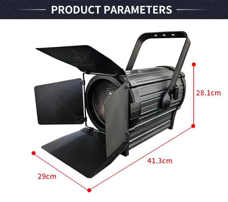 MOWL 300W DMX Fresnel Lens Cob Spotlight Manual Auto Zoom LED Par Spot Light for Stage