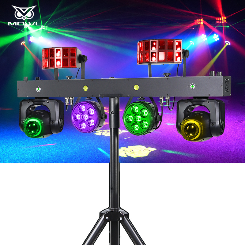 DJ Party Disco Bar Stage Light 4pcs 12x1w RGBW 4in1 LED Moving Head Par Effect Light With Tripod Stand