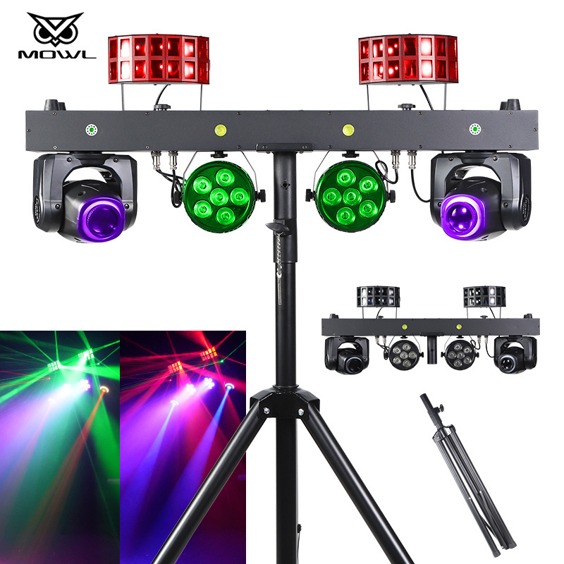 DJ Party Disco Bar Stage Light 4pcs 12x1w RGBW 4in1 LED Moving Head Par Effect Light With Tripod Stand