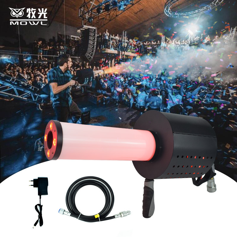 MOWL DMX RGB Hand Shooter LED CO2 Confetti Jet Gun for DJ Bar Party Disco Nightclub