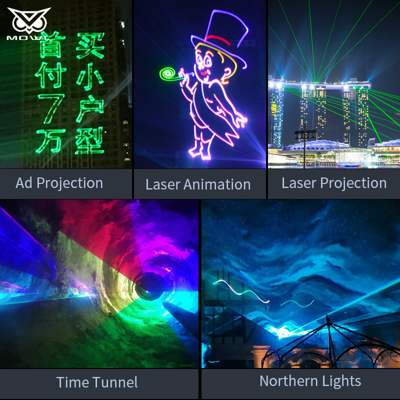 MOWL Outdoor Waterproof IP65 DMX 20W 30W RGB Sky Projector Laser Light for Building Wall Advertising Landmark