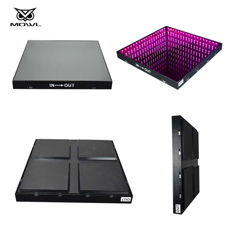 Tempered Glass Illuminated DMX Infinity Mirror 3D Effect LED Dance Floor Light for Wedding Events Show