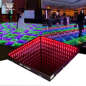 Stage Lights Square Portable Magnet 3D Infinity Mirror LED Dance Floor Tile Panels Mat For Wedding Night Club DJ Disco