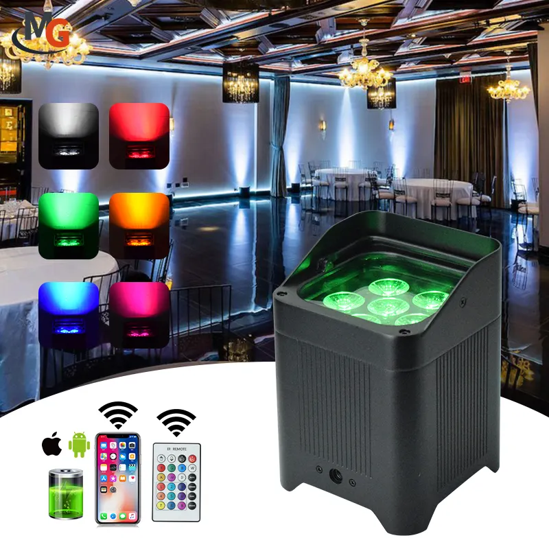 Mglight LED Battery Powered Wireless DMX RGBAW UV 6IN1 LED Par Light Uplights Stage Light