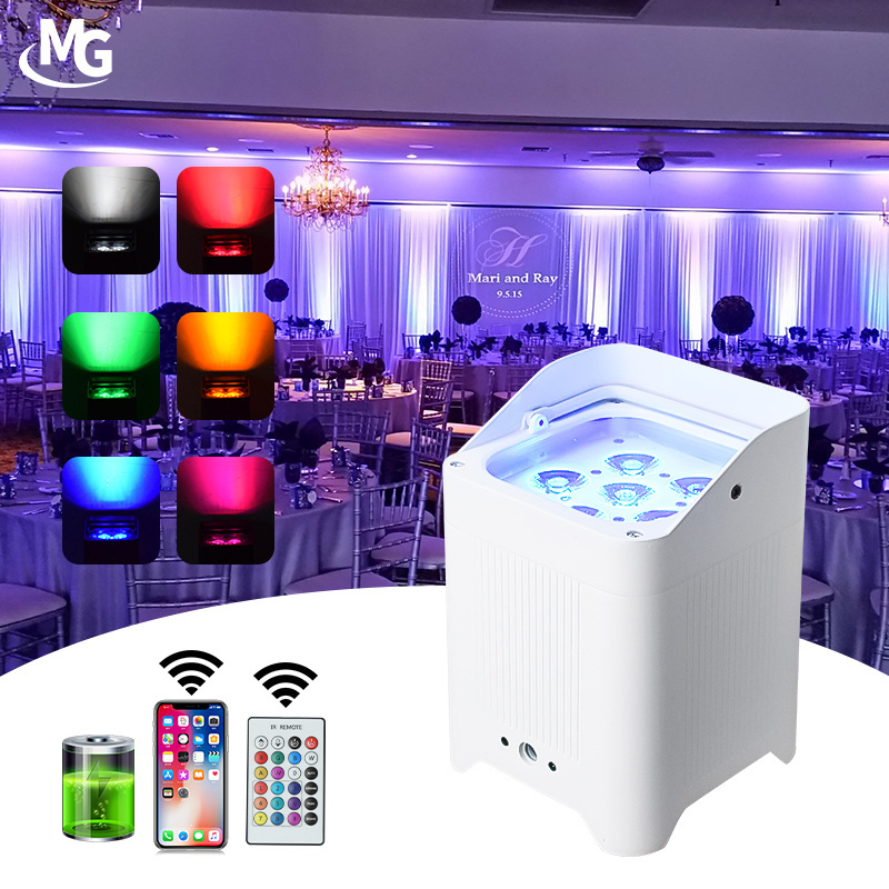 Mglight Battery Powered Up light 6*18W RGBWA+UV Wireless Dj Club Party Wedding Stage Light Led Uplights LED Battery Par